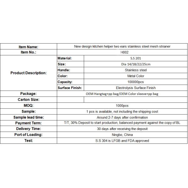 Cheap design kitchen helper sieve strainer stainless steel fine mesh flour strianer