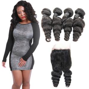 Wholesale Healthy Tight Loose Human Hair Extensions With Closure Customized Length from china suppliers