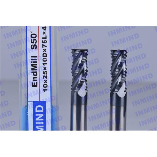 AlTiN Coated Milling Machine Tool Bits , Middle Speed Aluminum Cutting End Mills