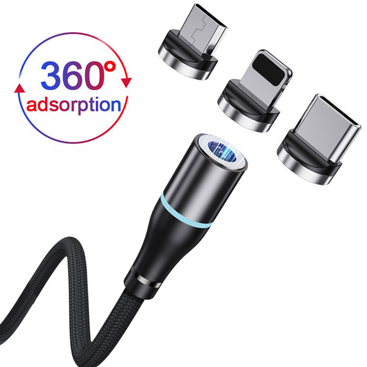 Nylon Braided 5A Magnetic 3 In 1 USB Charging Cable 45g