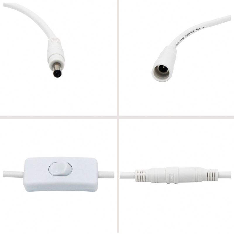 Customized 12V DC Extension Cable 5.5*2.5 Mm Male To Female With Switch 120cm