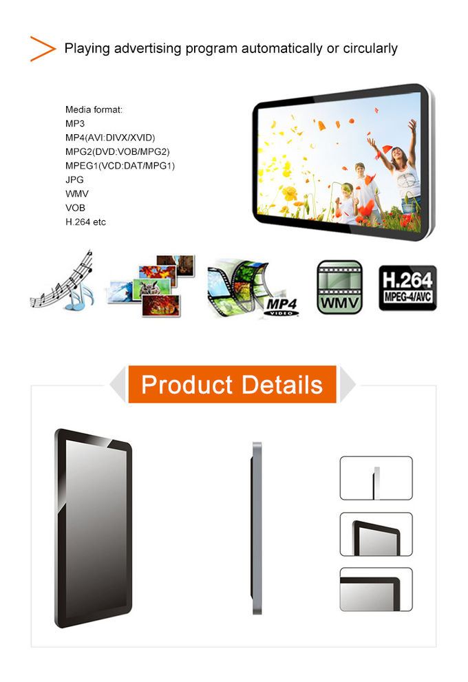 Black Loop Tft Wall Mounted Advertising Display 43'' x2 3g 4g Wifi MP4 Player