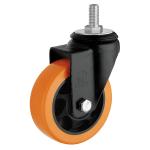 75mm 3inch Orange Industrial Trolley Furniture PU/PVC Castor for Heavy-Duty