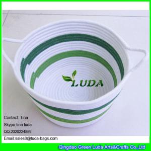 Wholesale LUDA fabric cotton cord woven baskets striped storage bin in home from china suppliers
