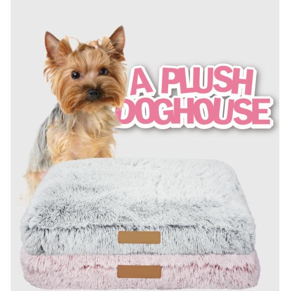 Plush Memory Foam Warm Dog Plush Pet Bed Cushion Pink Grey