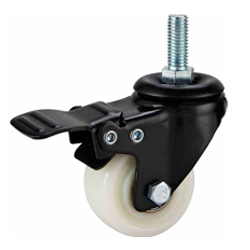 medium duty 3" rigid white PP caster with brake, 2.5" swivel PP caster brake,3 inch PP castor,