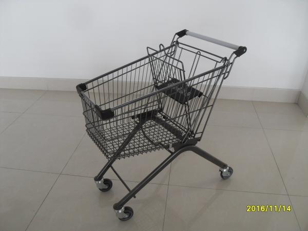 90L Supermarket Shopping Carts , Retail Shopping Cart Anti Theft Structure Base