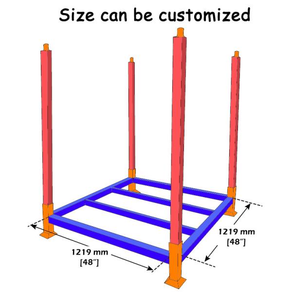 2.25T Tire Stack Rack Galvanized Metal Stacking Pallets Red