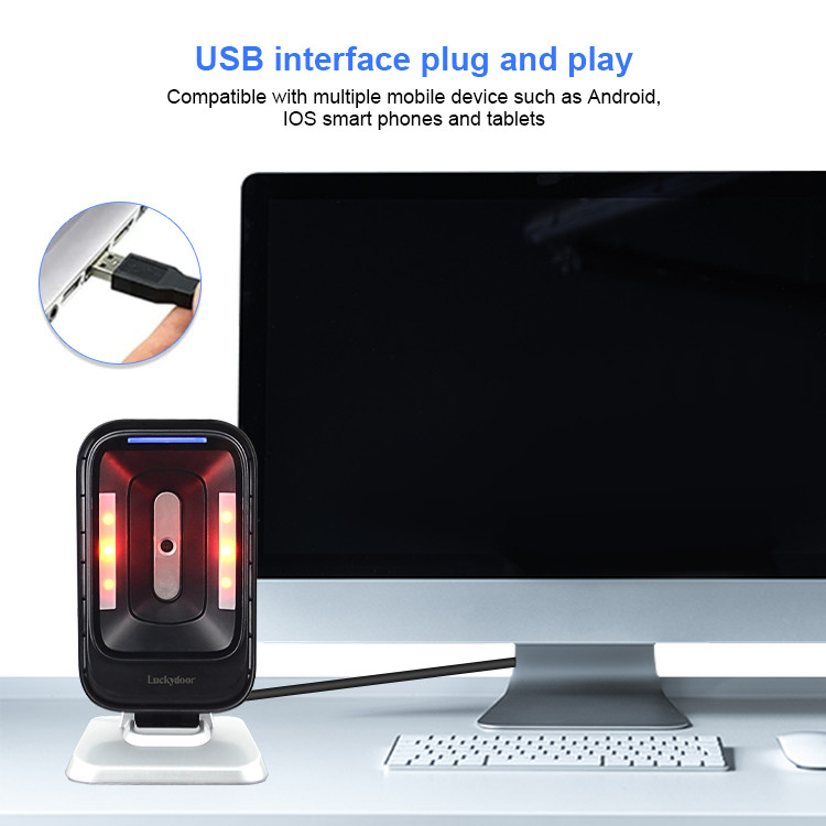 Hands Free Barcode Scanner Omnidirectional 4mil Resolution