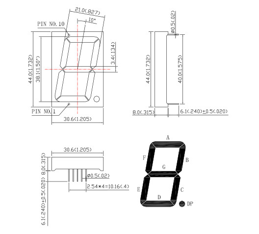 1.50'' Single Digit LED Display 2.0-4.8v Small Size Low Power Consumption