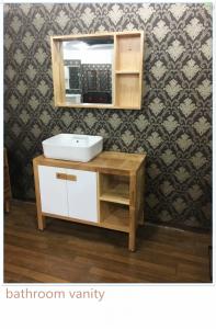 Wholesale 100cm Natural Wood Square Sinks Bathroom Vanities , Small Bathroom Vanity With Sink from china suppliers