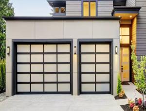 Wholesale Sectional Aluminum Garage Door With Double Glazing 9x8 9x7 16x7 Modern Sectional Overhead Full View Aluminum Tempered from china suppliers