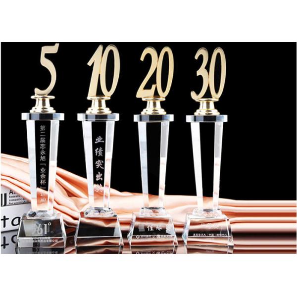 Anniversary Souvenir Transparent Crystal Trophy Cup Custom Made For Enterprise