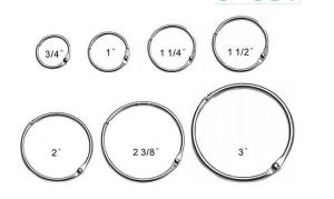 Wholesale Metal silver nickel finish 50mm(2&quot;)loose leaf ring book binding ring hinged snap hook ring from china suppliers