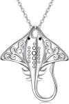 Fine 925 Sterling Silver Sting Ray Bead Charms Pendant Necklace