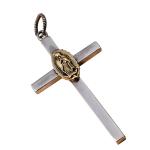 Womens Men Sterling 925 Silver Golden Tone Retro Cross Pendant Necklace (053542)