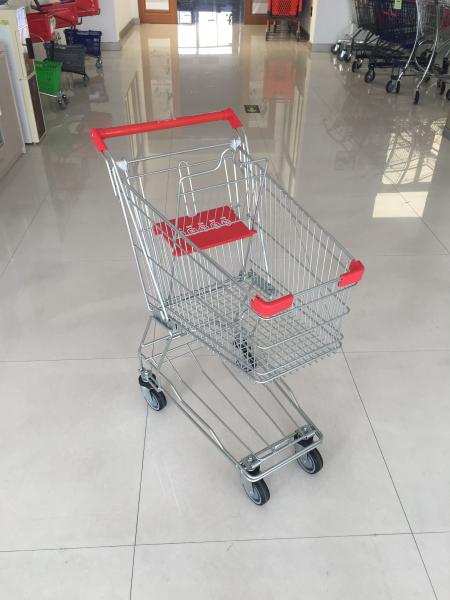 4 Swivel 4 Inch PU Wheels Wire Shopping Trolley With Colorful Powder Coating