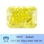 Radiant Shape HPHT Lab Grown Yellow Diamond 1.3ct-1.7ct IGI Certified