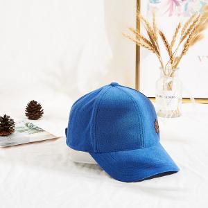 China Winter Blue Towel Velvet Warm Leather Patch Sun Hat on sale
