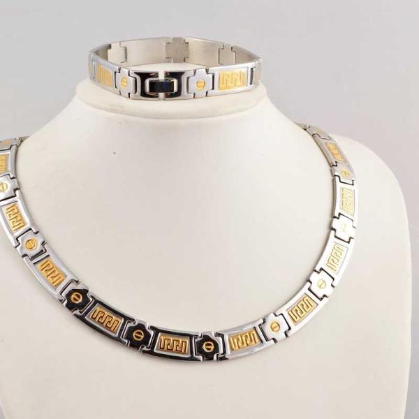 US Europe Fashion 316L Stainless Steel Bracelet With Matched Necklace Jewelry