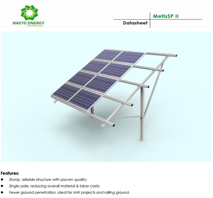 High Standards Single Pole Solar Panel Systems Ground Mounting Solar Power Rack Bracket Kit