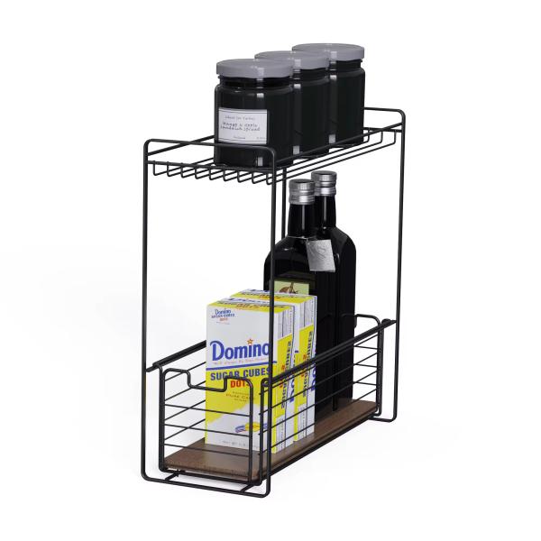 2 Tiers Wood Element Mdf Household Multifunctional Metal Under Sink Kitchen