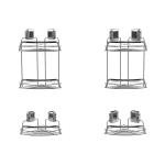 Stainless Steel Bathroom Shower Caddy , Double Layer Suction Cup Tray Rack