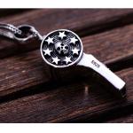 Vintage Thailand Sterling Silver Necklace with Skull Whistle Style(047962W)