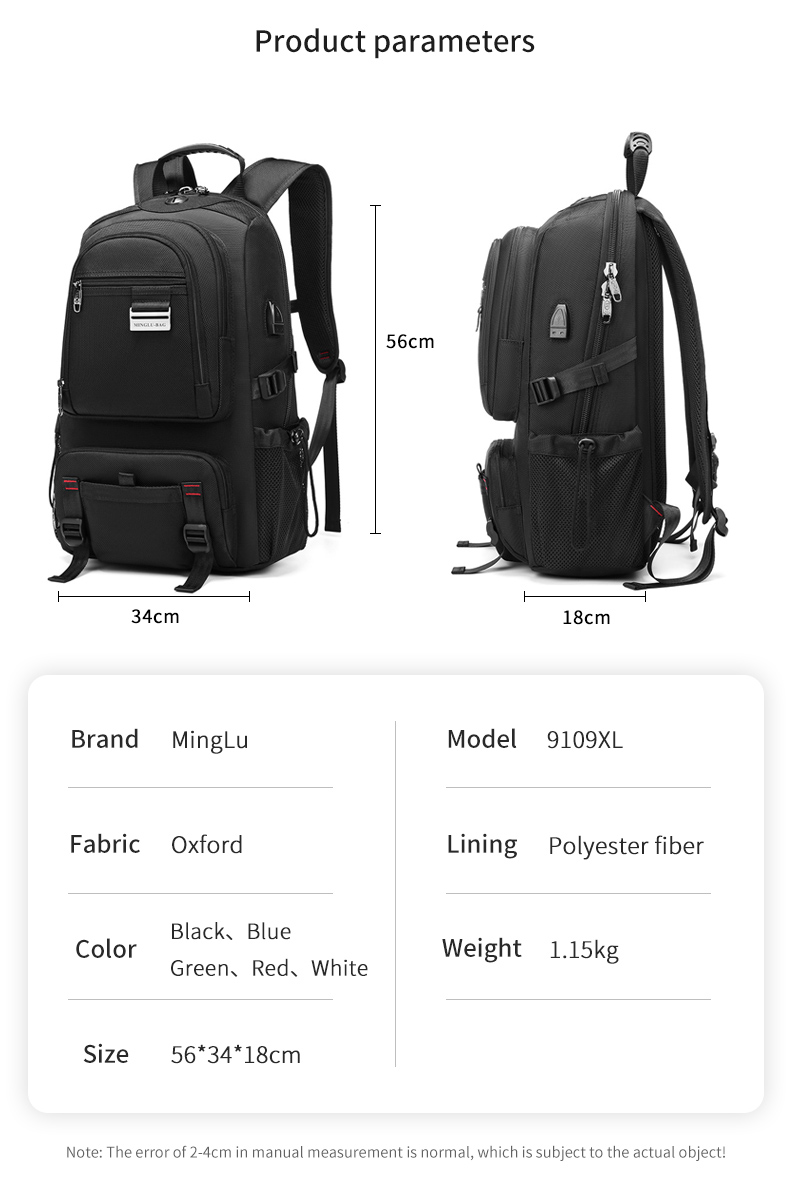 Waterproof Men Business sports school travel Computer mochila 15.6 inch Laptop Bag Backpack