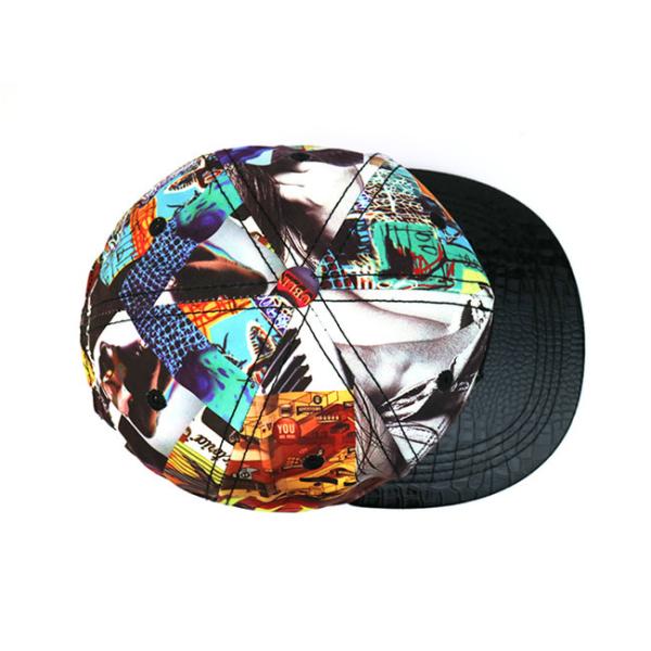 High - End ACE Unisex Creative Graffiti Snapback Curve Brim Cap Leather With Leather Patch