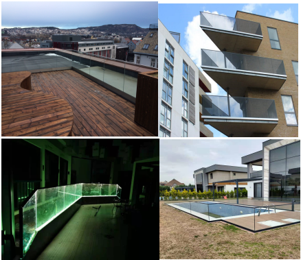 Customized Black Coating Frameless U Channel Glass Railing with 12mm Toughened Glass Balustrade