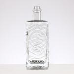 Embossed Square Wine Glass Bottle With Glass Lid Wine Hot stamping Water wave