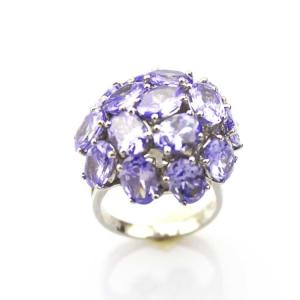 Wholesale White Gold Plated Sterling Silver with Purple Cubic Zircon Ring (FR0525) from china suppliers