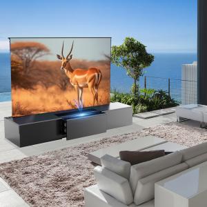 China Telescopic TV Cabinet Black Modern Laser TV Cabinet Luxury Living Room Furniture Motorized TV Cabinet on sale