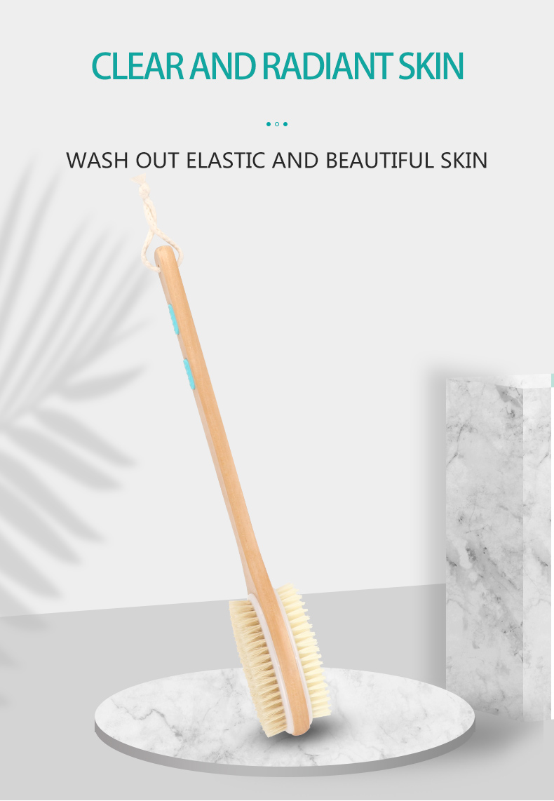 Double Sized Dry Brush Long Handle Bath Body Back Exfoliate Shower Brush