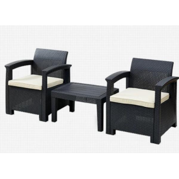 Outdoor Garden Pp Rattan Wicker Chair And Table Set Metal Frame Folding