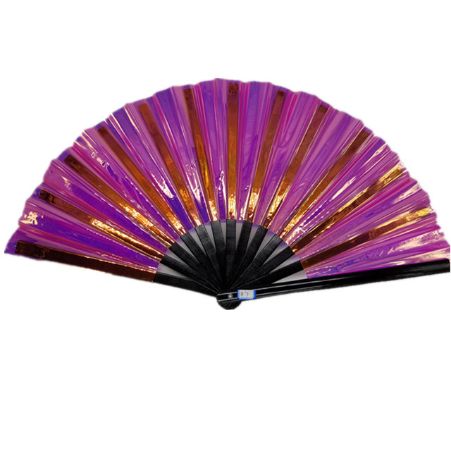 Plastic Iridescent Folding Fan 13 Inch 33cm Length Large Decorative Hand Fans