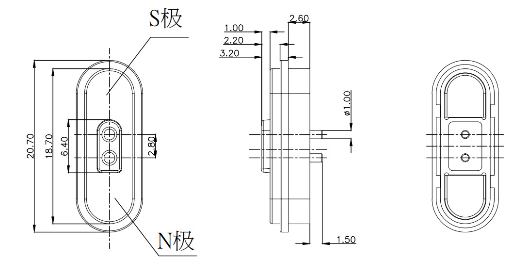2pin rectangle type male and female magnetic connector for 3A charging