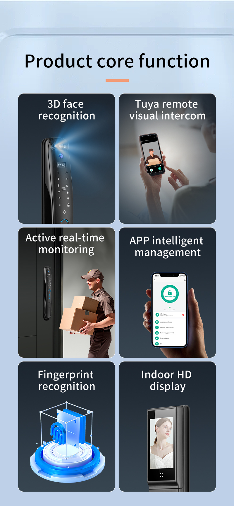 Qlleung S931MAX Automatic 3D Face ID Video Intercom Fingerprint Card Key Code Tuya APP Remote Control Smart Door Lock
