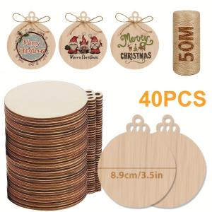 Wholesale Jute Rope 3.5 Inch DIY Wooden Christmas Ornaments Pre Drilled Wood Slices Crafts Holiday Hanging Decorations from china suppliers