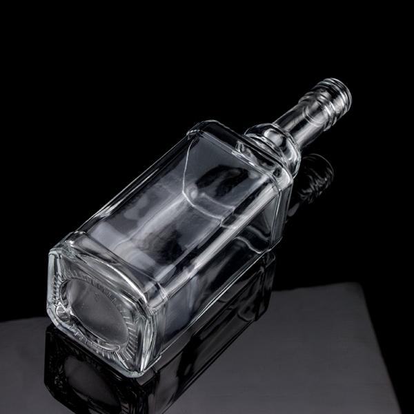 Flint Acid Etch Unique Shape Glass Bottles for Rum Liquor Brandy Whisky Vodka Tequila