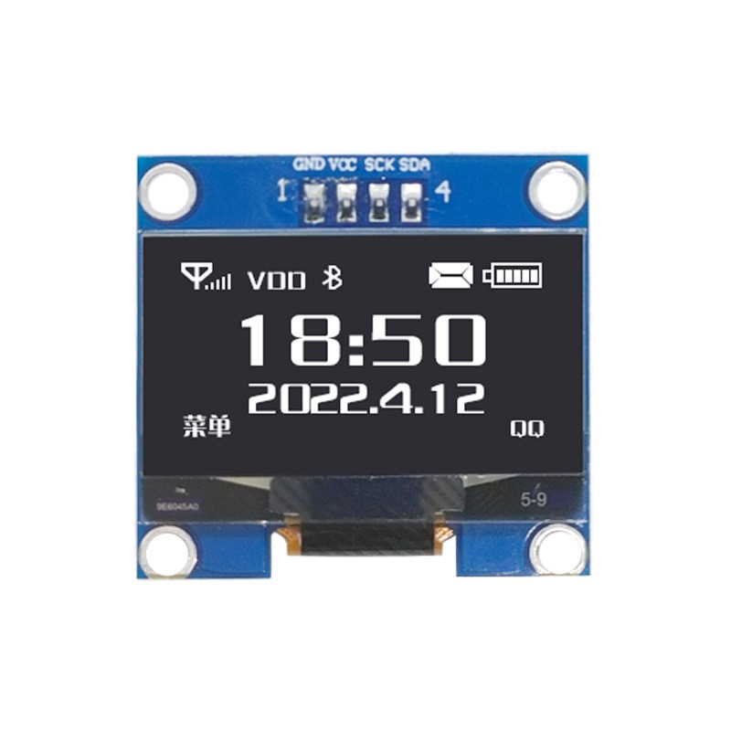 1.3 Inch Oled Display， 128x64 Resolution， 4pins Iic Interface， White Blue Oled Display With Pcba