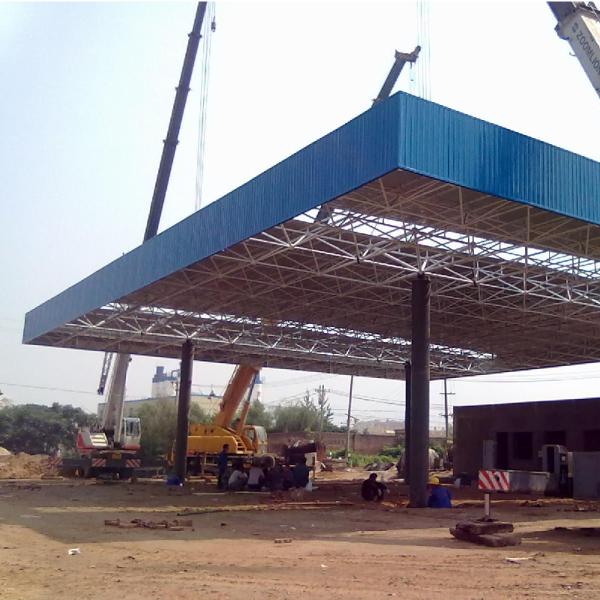 Q235B New Gas Station Canopy Construction Darkgray 10m Large Span