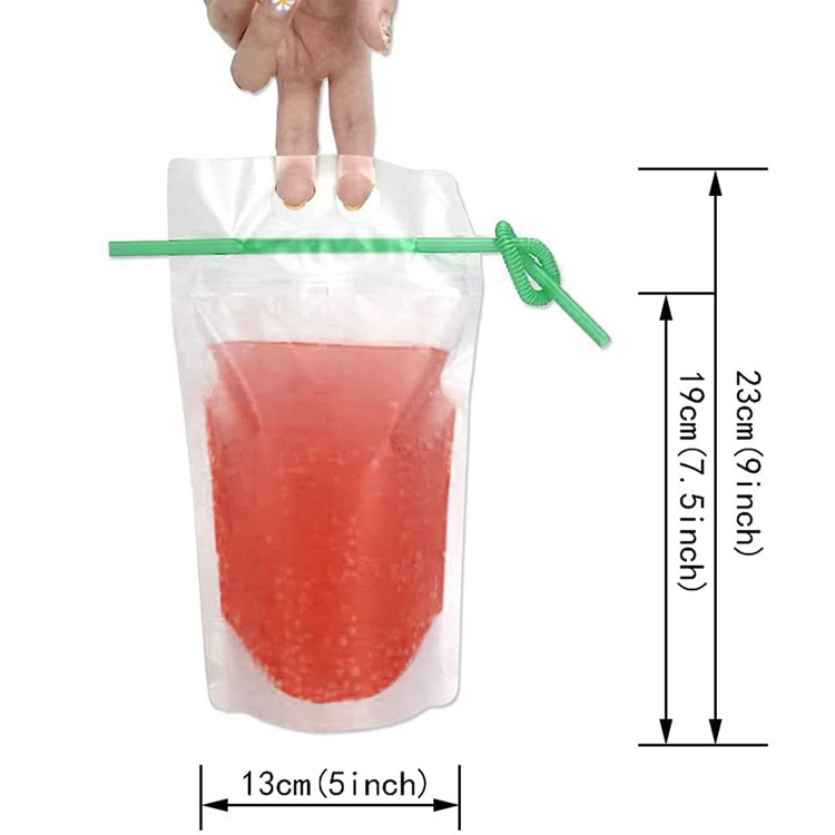 Custom Printed Empty 16oz Fruit Juice Packing Pouch With Straw Reusable