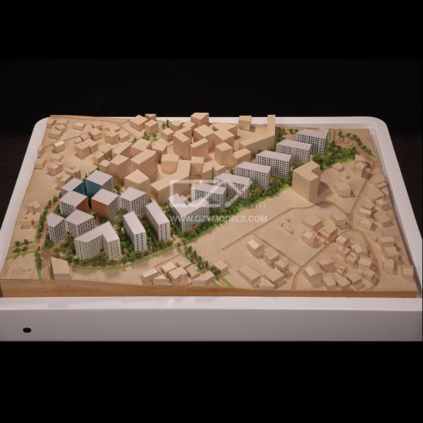 1:500 Scale Maple Wood Architectural Scale Model with 25-Day Lead Time for Urban Design Visualization