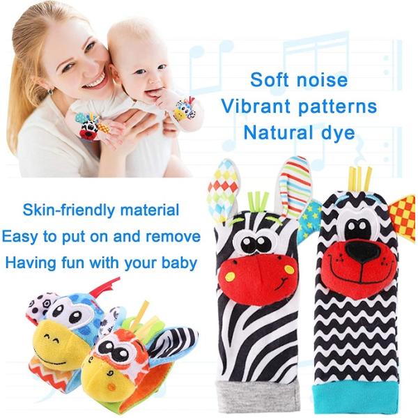 3.36 Ounces Baby Plush Rattle , ASTM Foot And Wrist Rattles