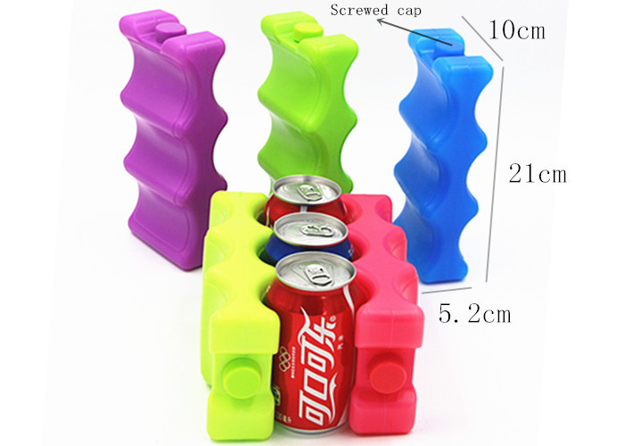 HDPE Plastic 6 Pack Beer Bottle Cold Ice Packs Curved Shape Leak Proof