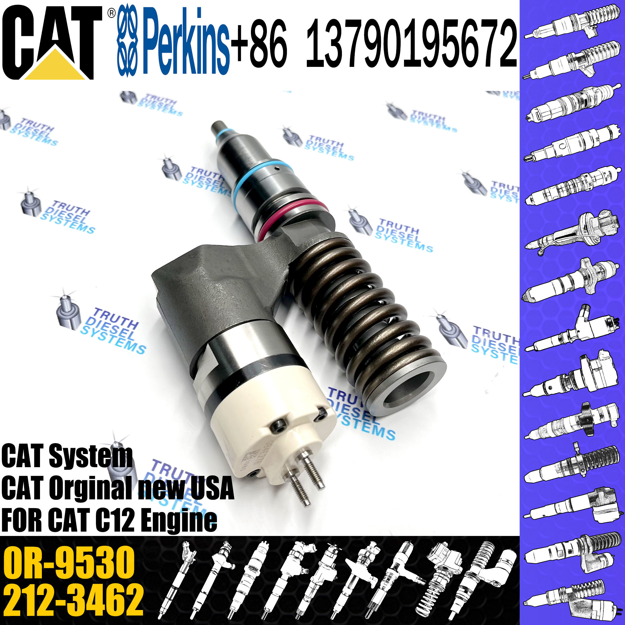 Fuel Injector 166-0149 160-2303 160-1090 166-0155 0R-9530 20R-0056 for Caterpillar C-A-T Excavator C10 C12