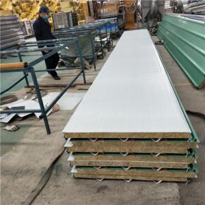 Wholesale rock wool sandwich panel cover with 0.426mm lotus green steel up and orange peel steel down from china suppliers