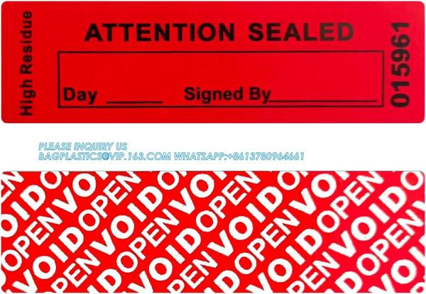 Transfer Tamper Evident Security Warranty Void Seals / Stickers Security Tamper